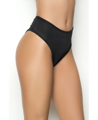 String bande large noir taille haute, tissu fronçé à l'arrière 